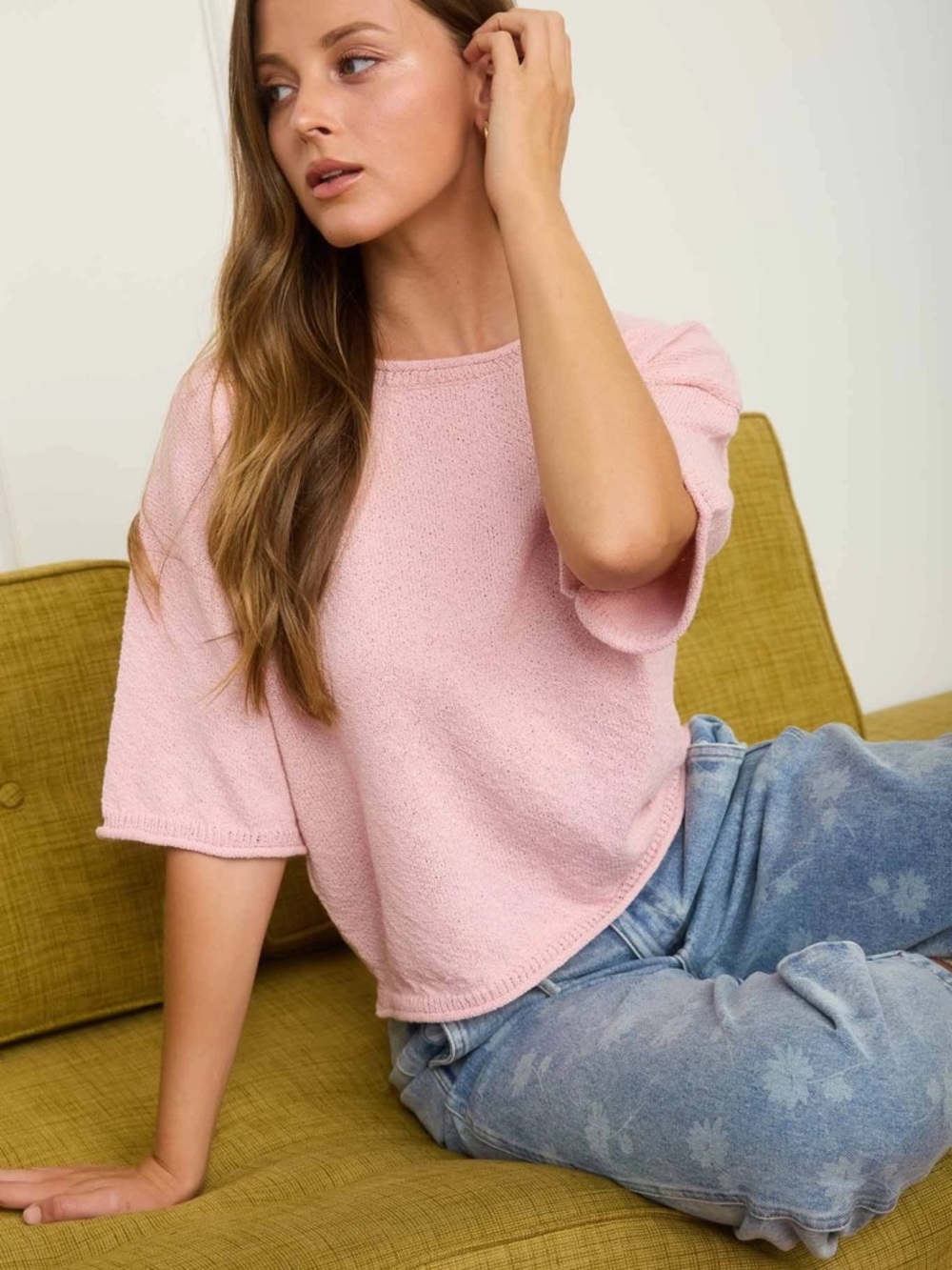 Blu Pepper Pink Short Sleeve Knit Top